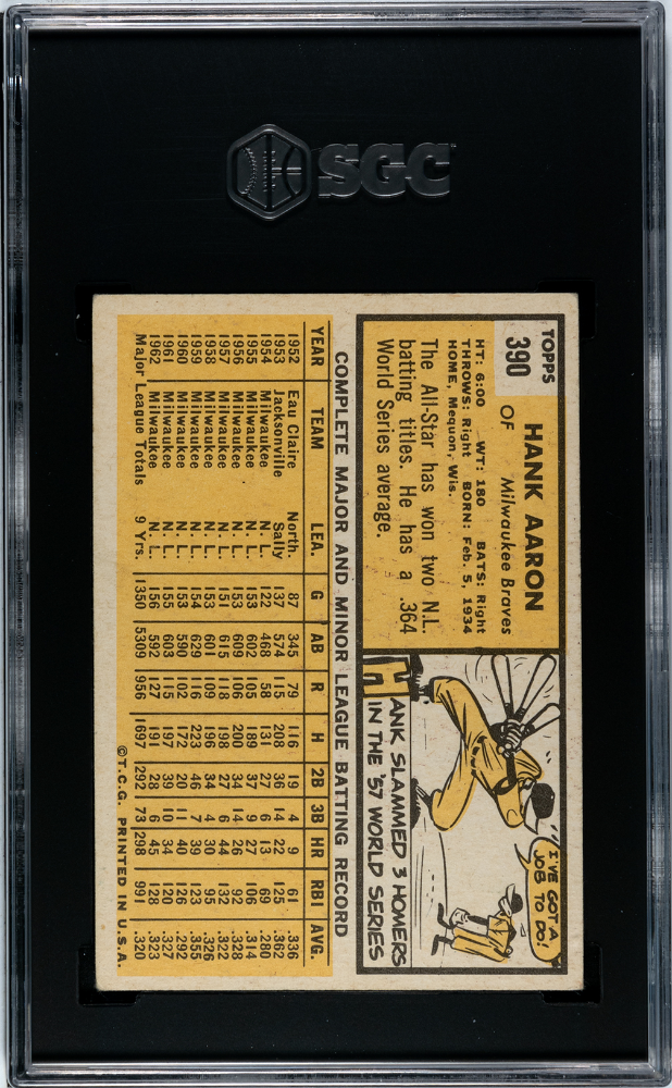 1963 Topps Hank Aaron #390 SGC 5