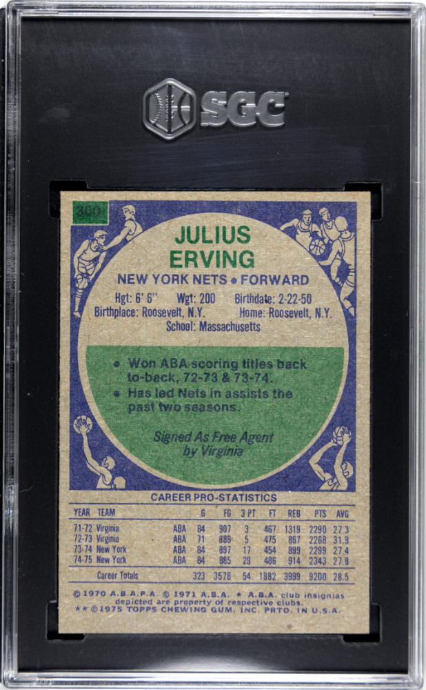 1975 Topps Julius Erving #300 All Star SGC 7