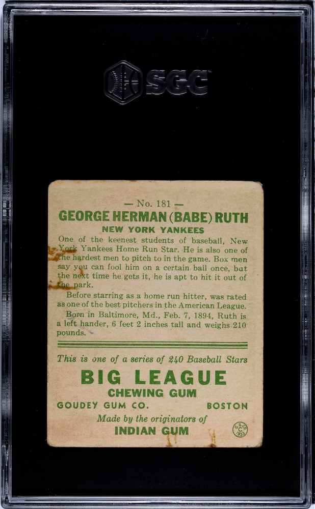 1933 Goudey Babe Ruth #181 SGC 3