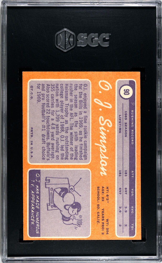 1970 Topps Oj Simpson #90 SGC 4.5