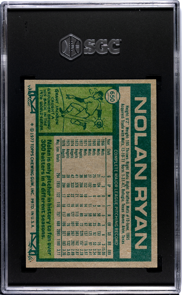 1977 Topps Nolan Ryan #650 SGC 8