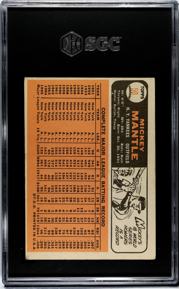 1966 Topps Mickey Mantle #50 SGC 3