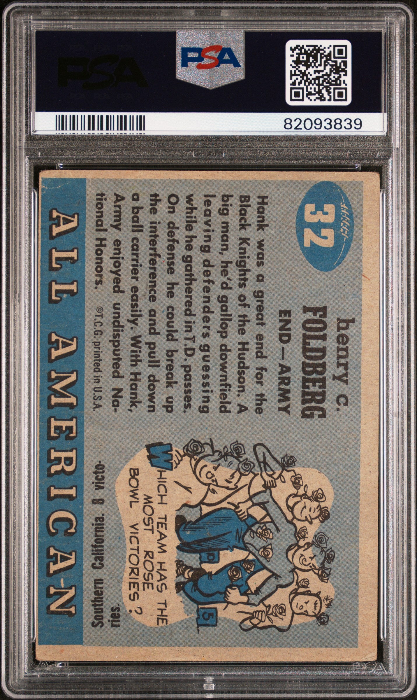 1955 Topps All-Amer. Hank Foldberg #32 PSA A Auto A