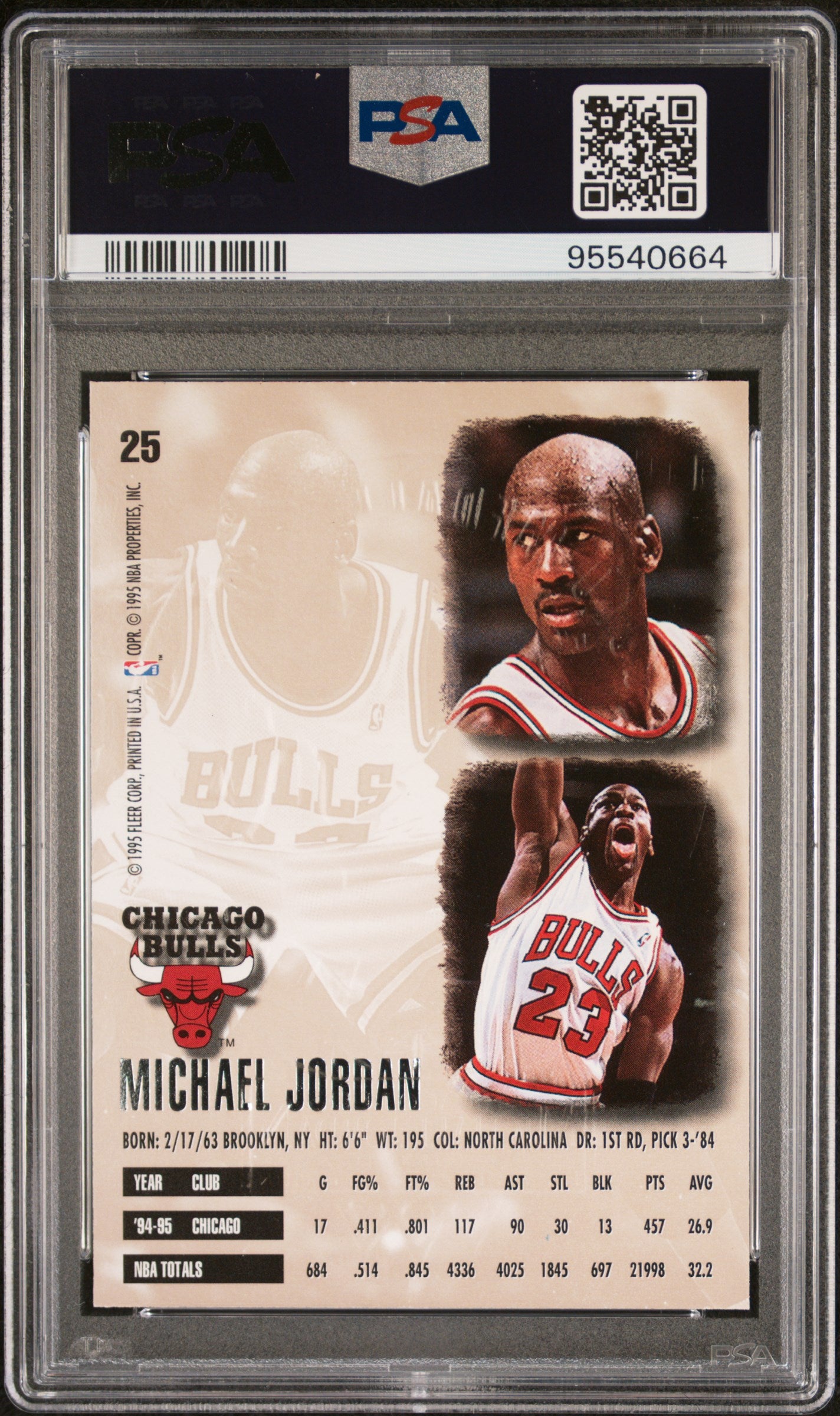 1995 Ultra Michael Jordan #25 Gold Medallion PSA 9