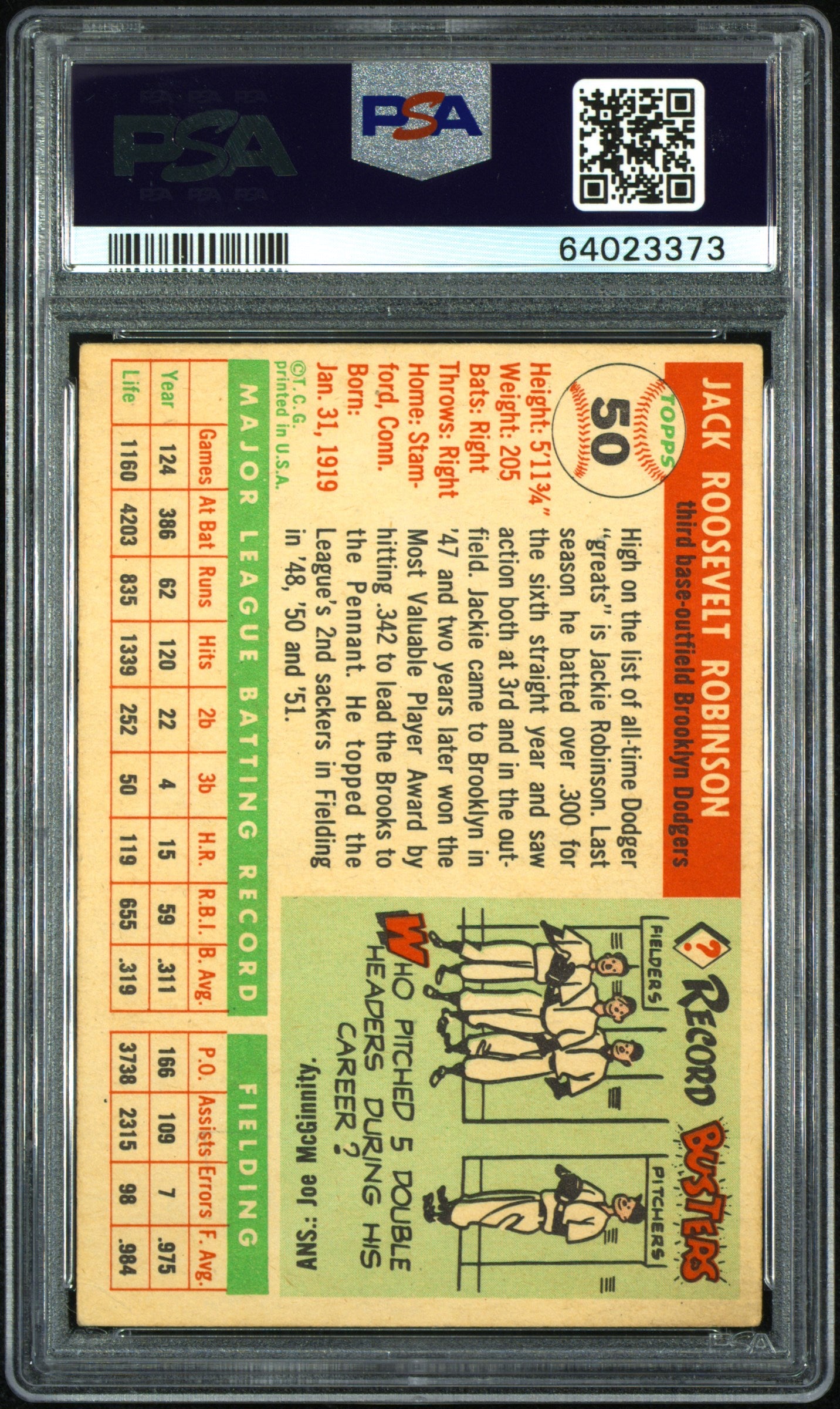 1955 Topps Jackie Robinson #50 PSA 4