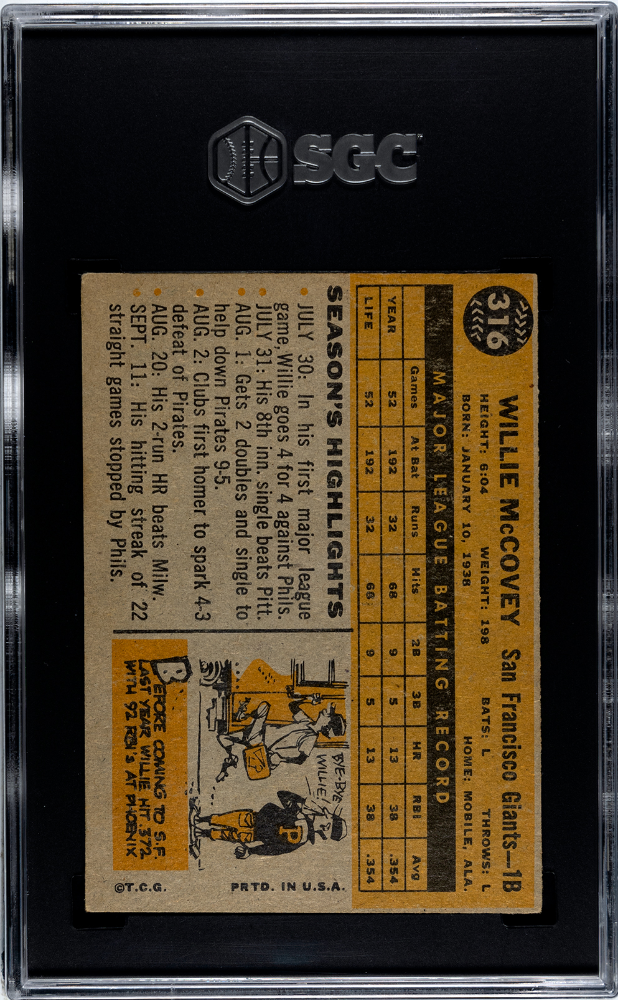 1960 Topps Willie Mccovey #316 SGC 5.5