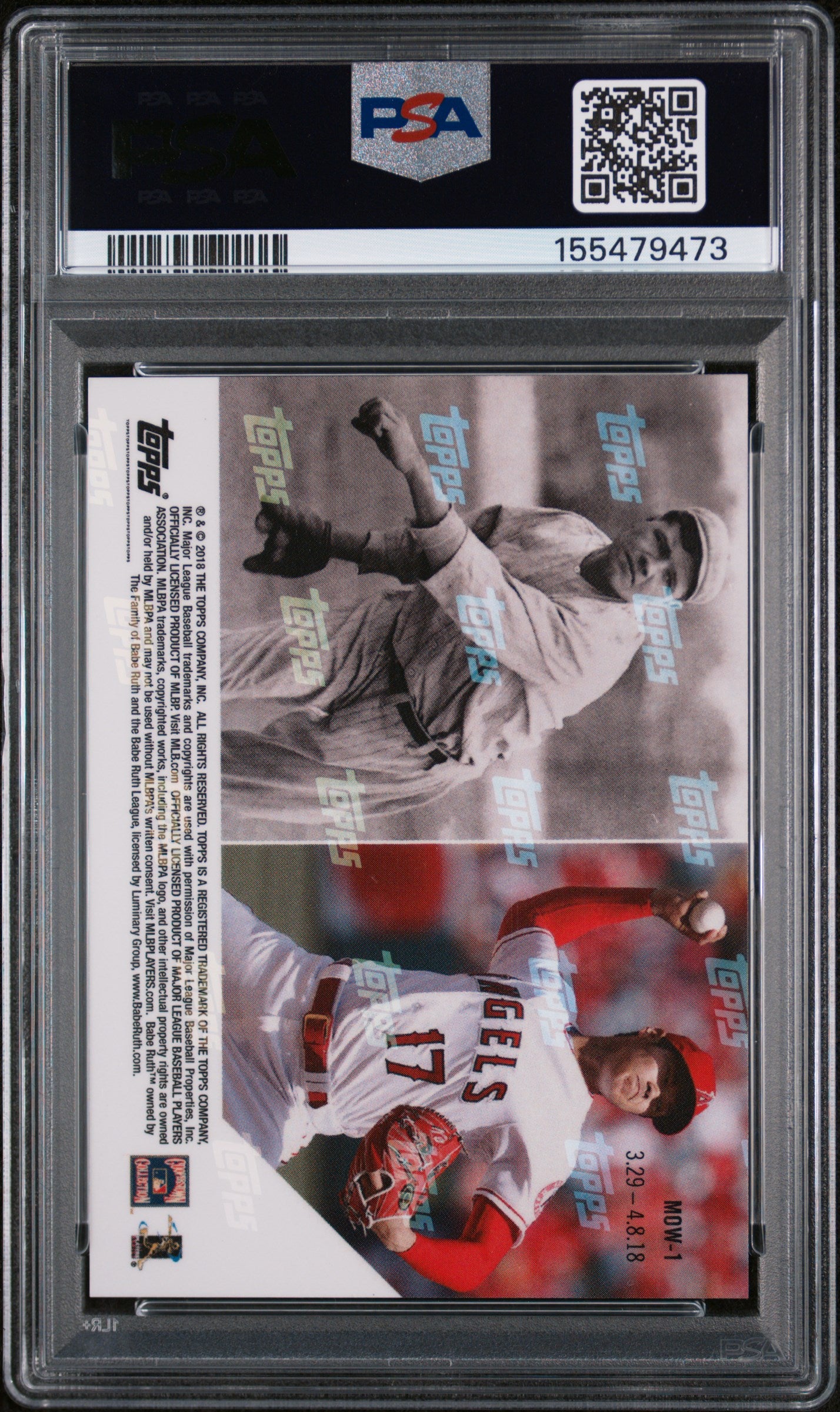 2018 Topps Now Moment Of The Week S. Ohtani B. Ruth #MOW1 PSA 10