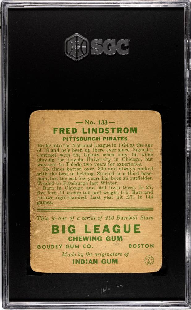 1933 Goudey Fred Lindstrom #133 SGC 3