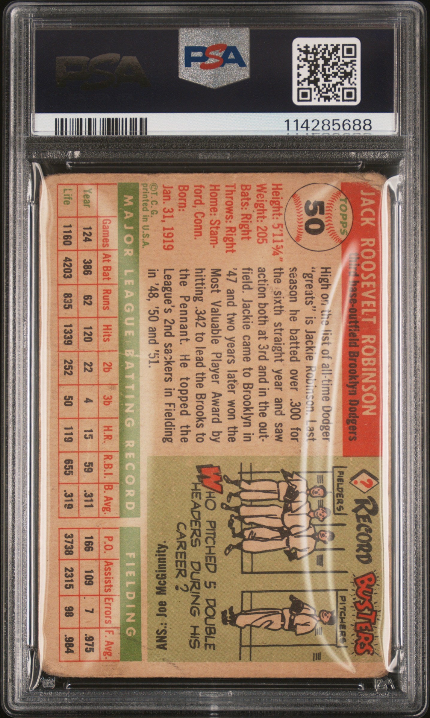 1955 Topps Jackie Robinson #50 PSA 1