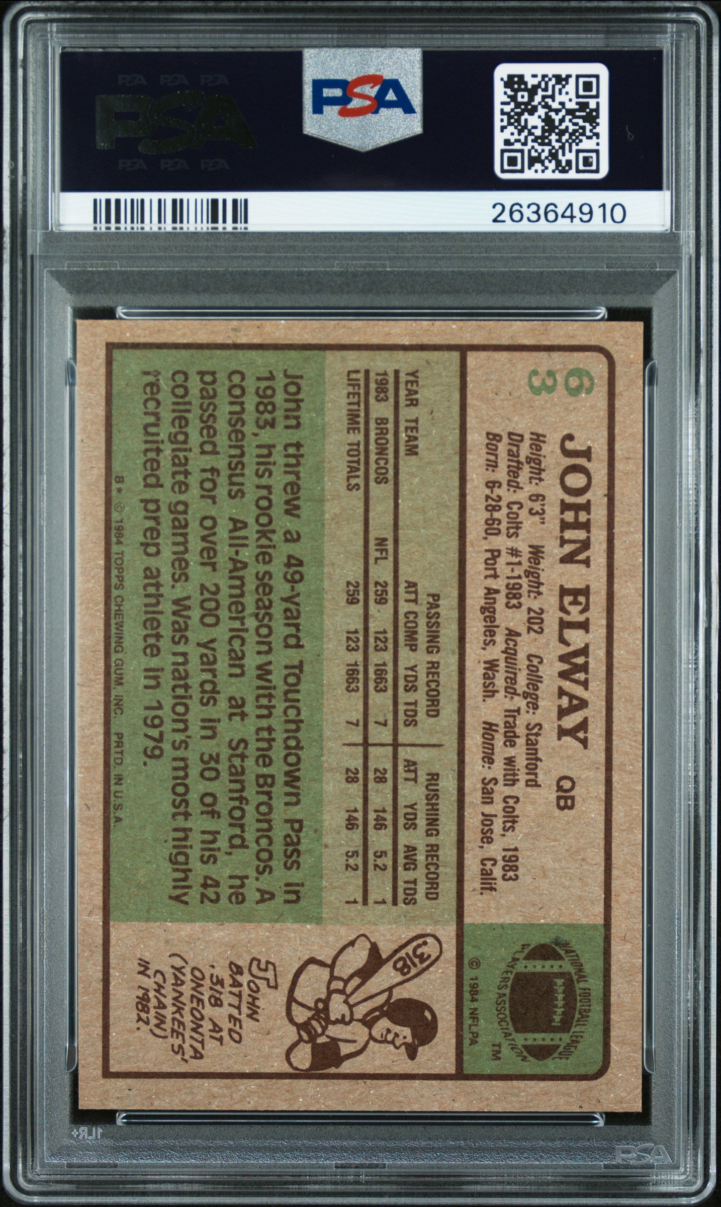 1984 Topps John Elway #63 PSA 9