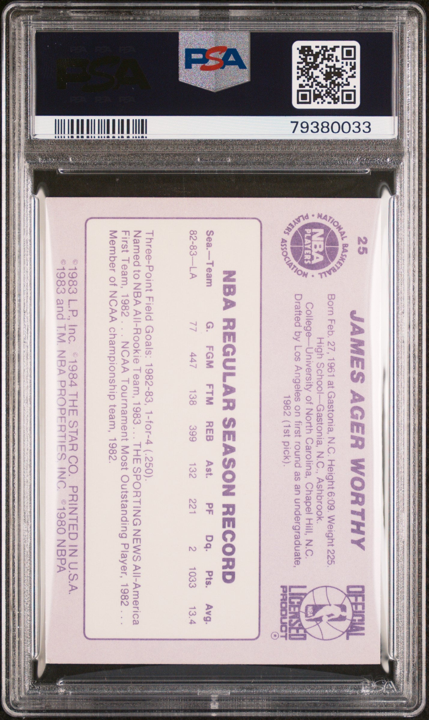 1983-84 Star James Worthy #25 PSA 8