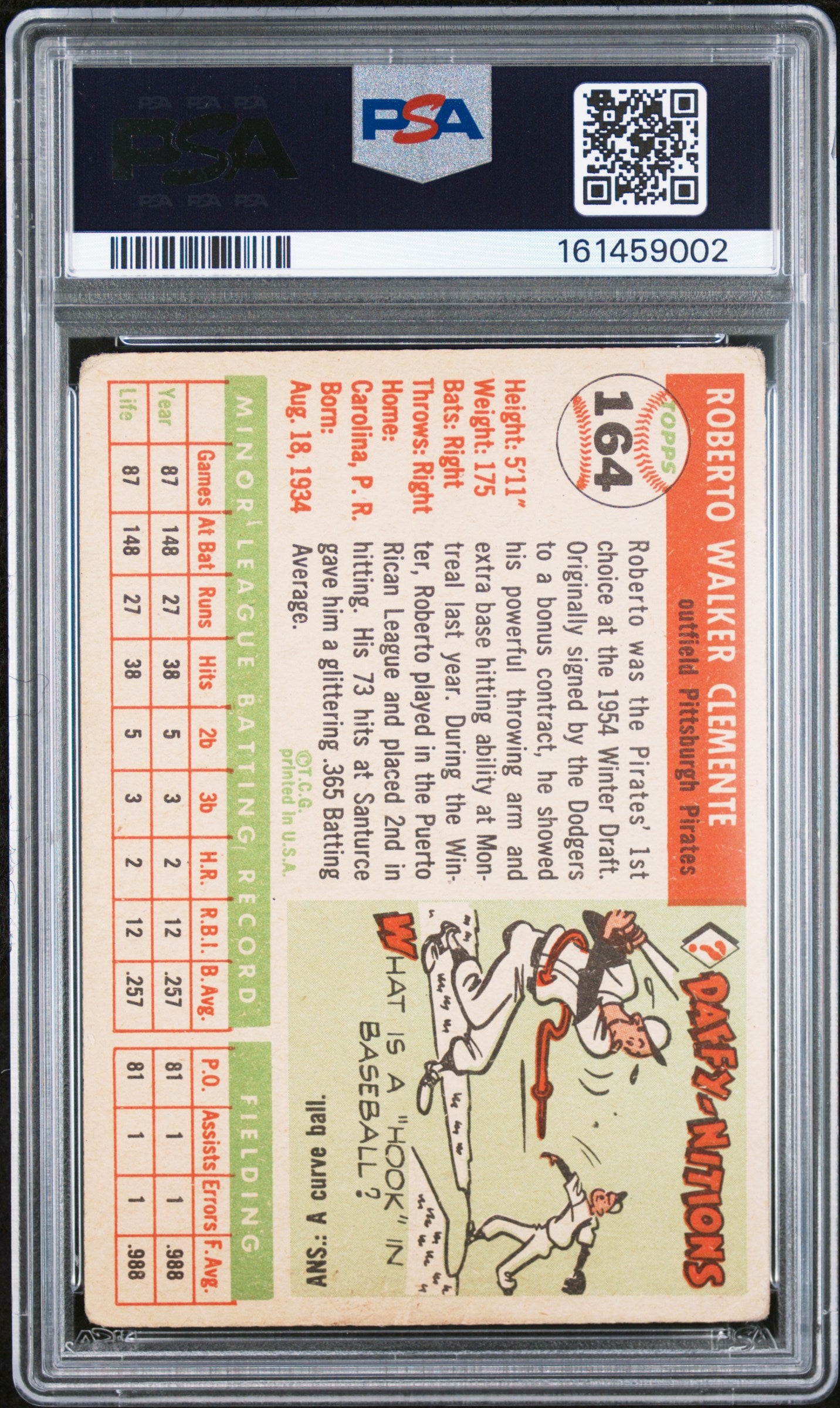 1955 Topps Roberto Clemente #164 PSA 2