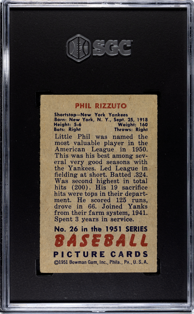 1951 Bowman Phil Rizzuto #26 SGC 2