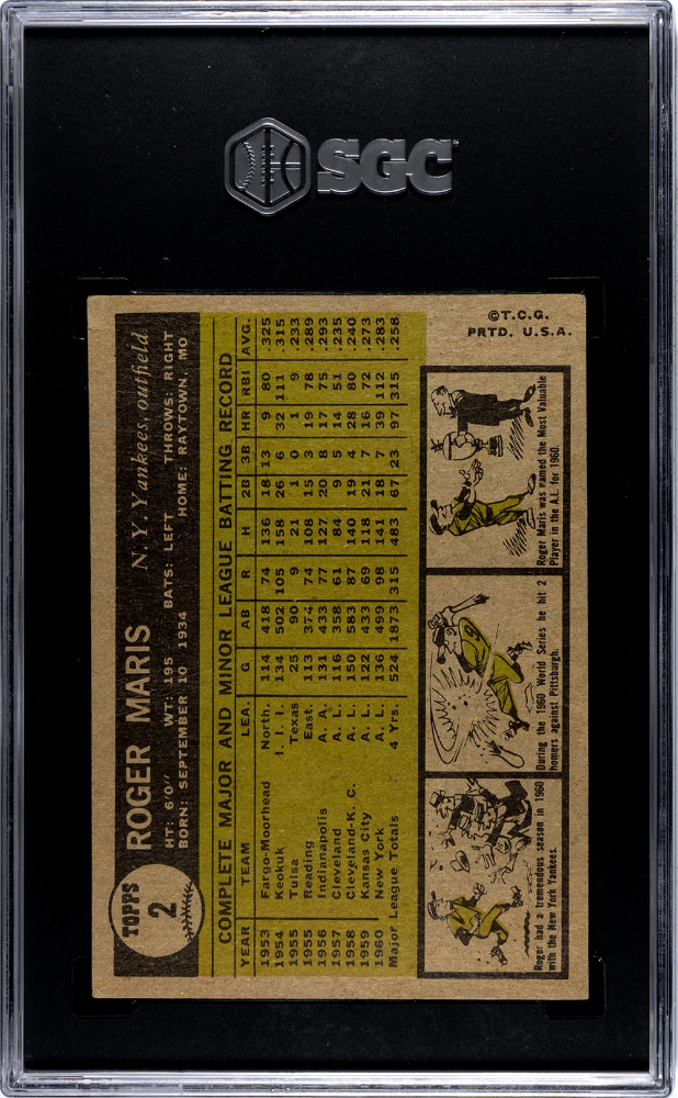 1961 Topps Roger Maris #2 SGC 2.5