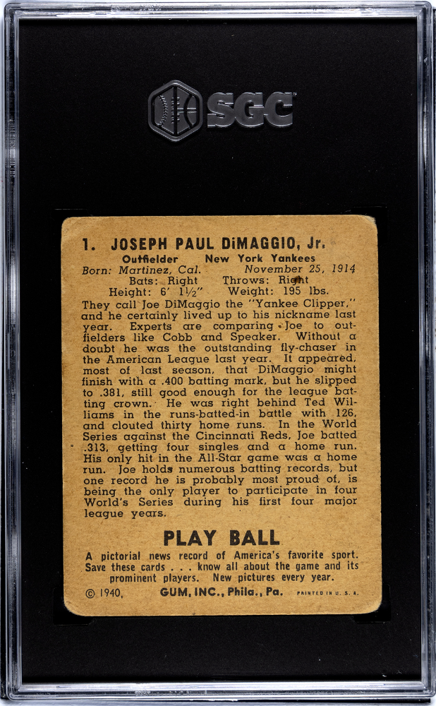 1940 Playball Joe Dimaggio #1 SGC 1.5
