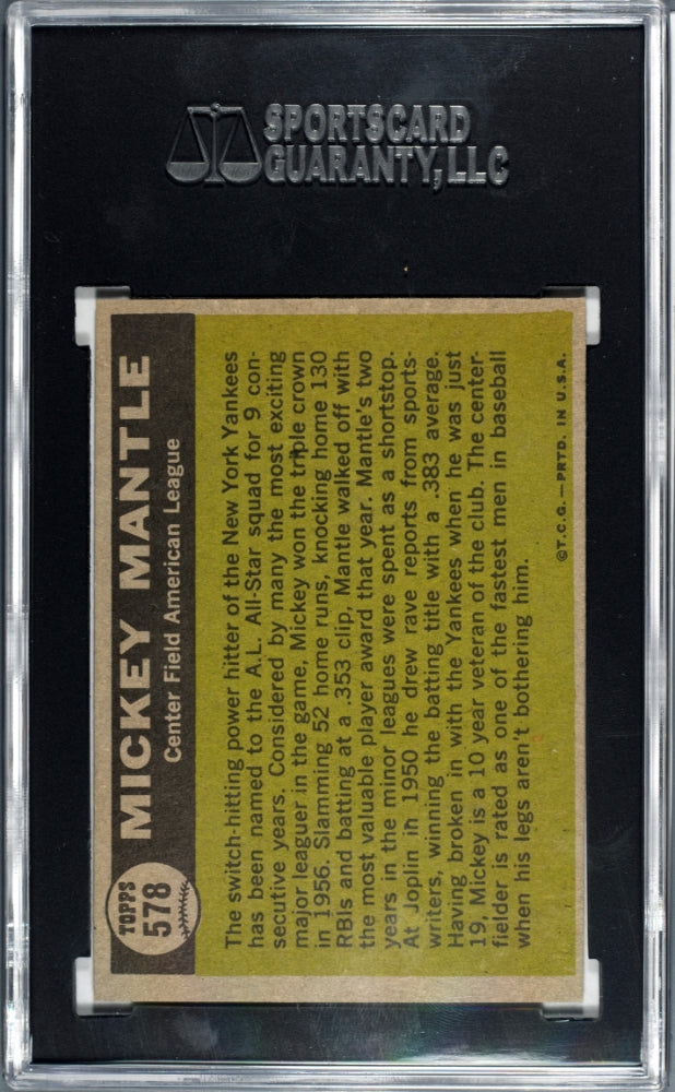 1961 Topps Mickey Mantle #578 All Star SGC 8