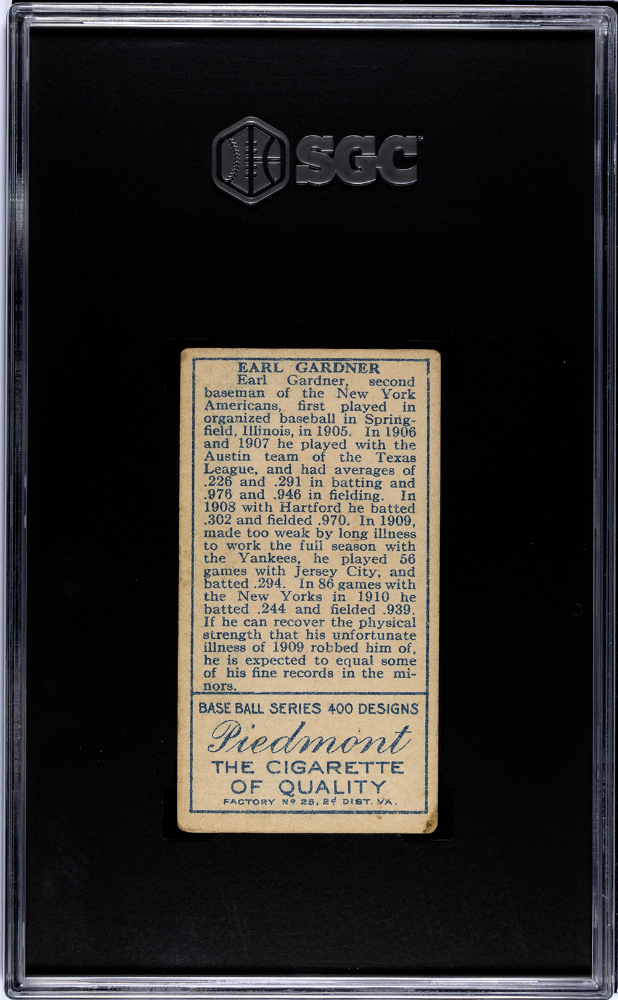1911 Piedmont Cigarettes (T205) Earl Gardner SGC 4.5