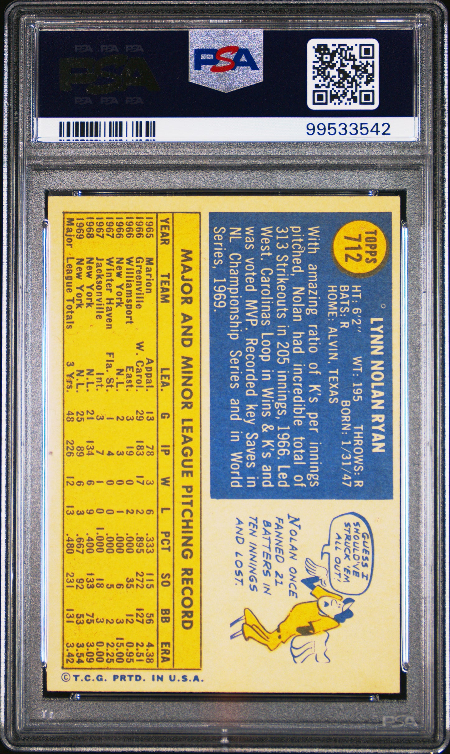1970 Topps Nolan Ryan #712 PSA 6
