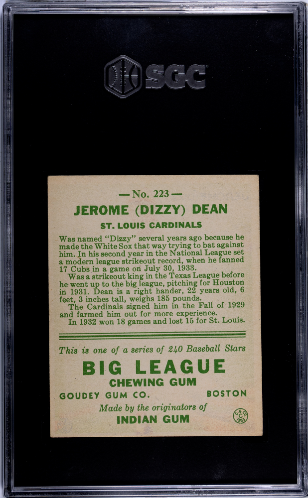 1933 Goudey Dizzy Dean #223 SGC 5.5