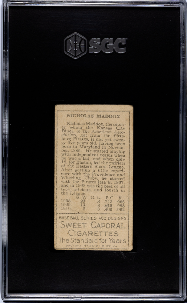 1911 Sweet Caporal (T205) Nicholas Maddox SGC 1
