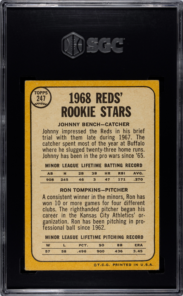 1968 Topps Johnny Bench #247 SGC 5
