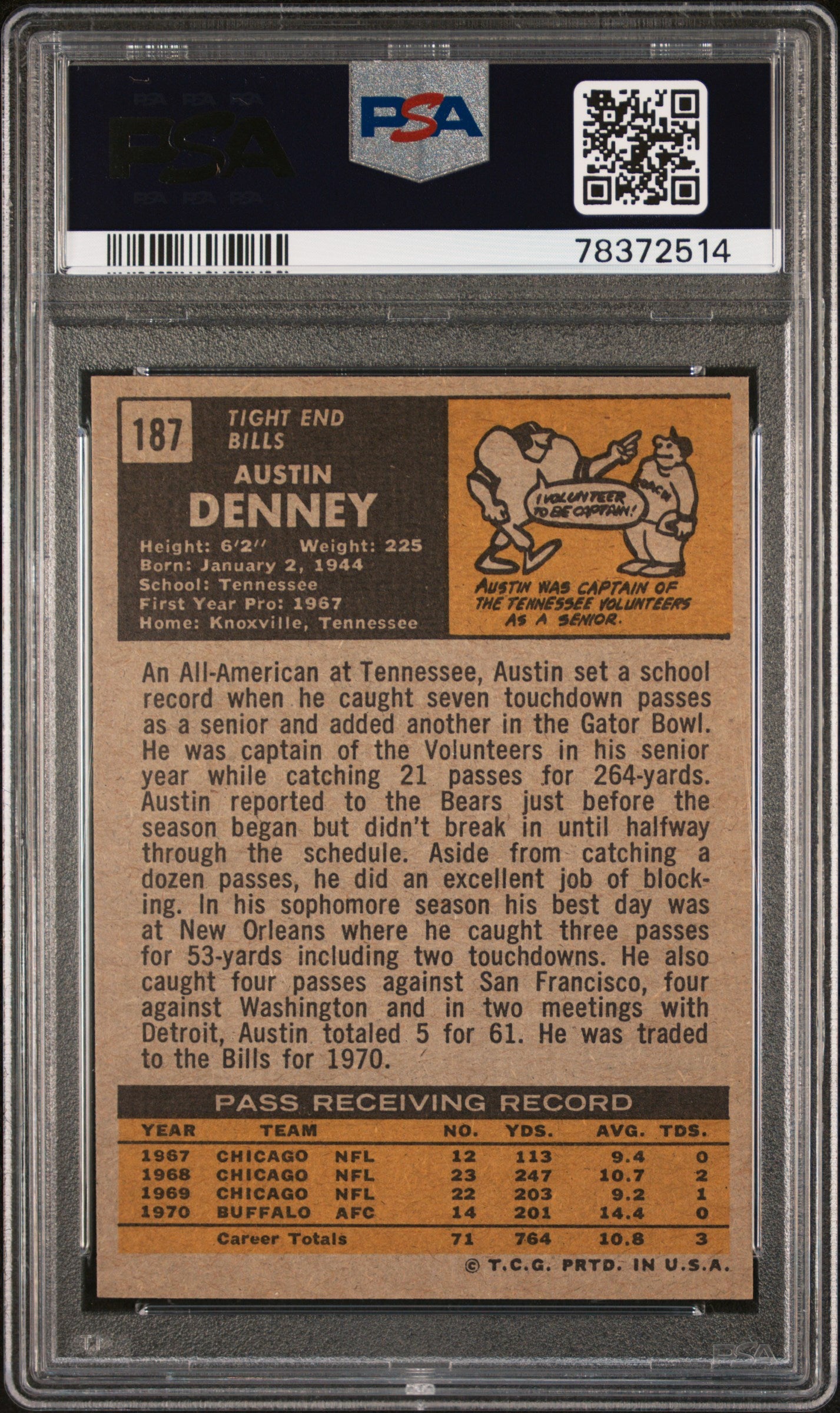 1971 Topps Austin Denney #187 PSA 8