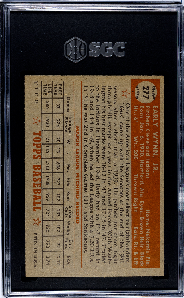 1952 Topps Early Wynn #277 SGC 7