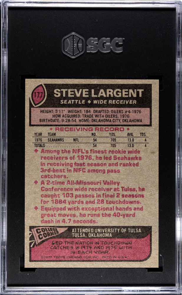 1977 Topps Steve Largent #177 SGC 8