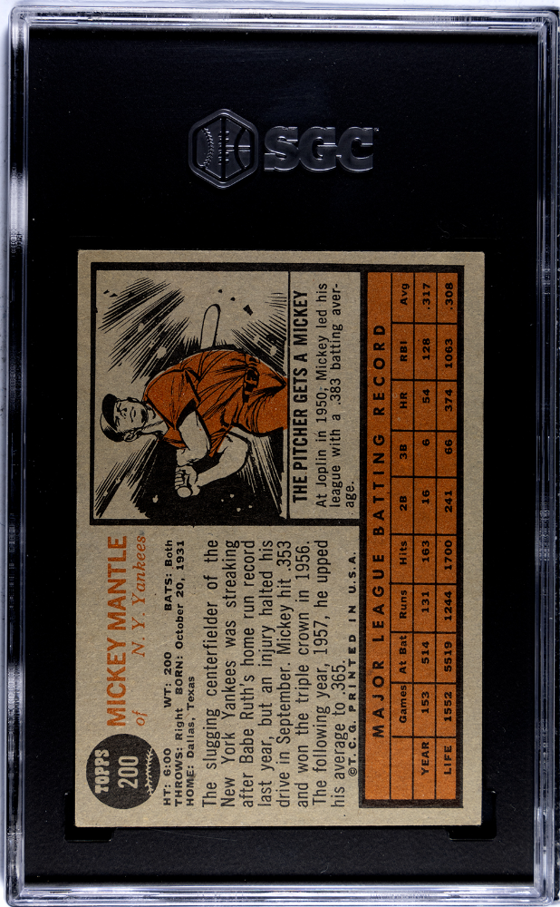 1962 Topps Mickey Mantle #200 SGC 4.5