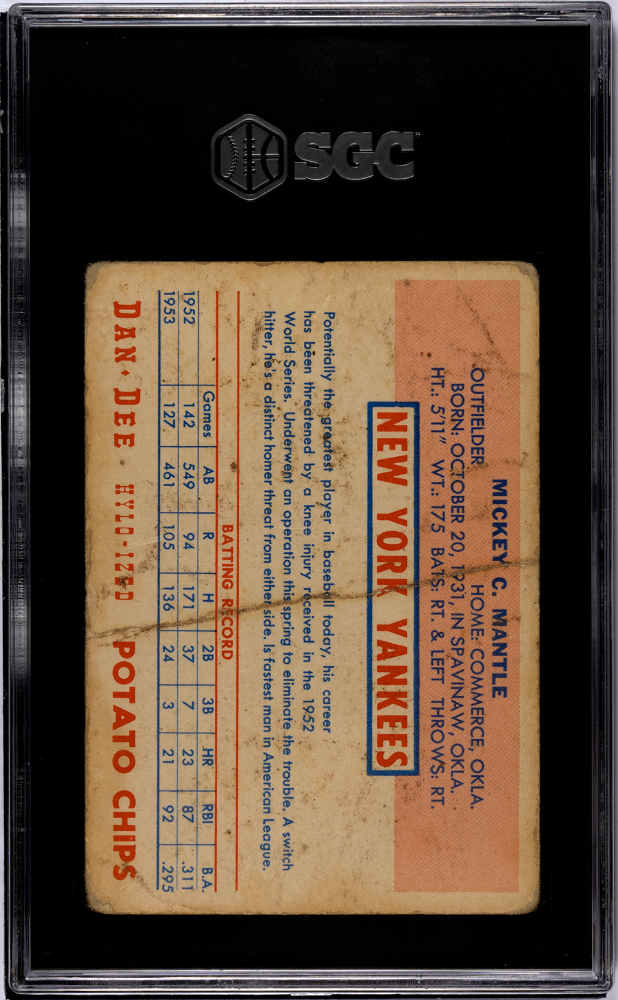 1954 Dan-Dee Potato Chips Mickey Mantle SGC 1.5