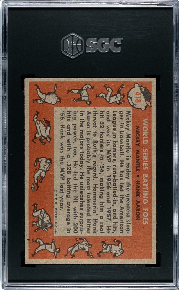 1958 Topps W. S. Batting Foes #418 SGC 4