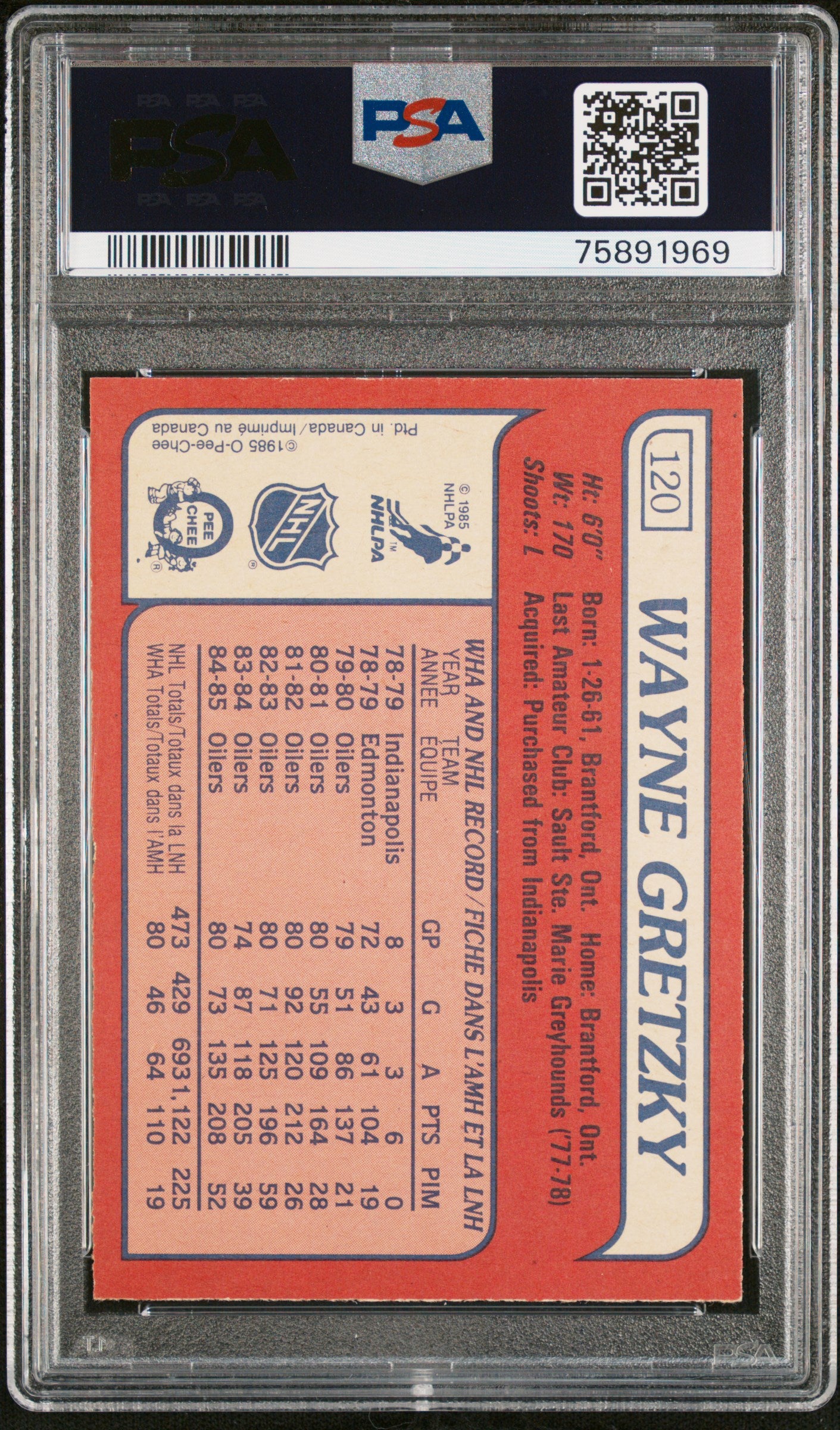 1985 O-Pee-Chee Wayne Gretzky #120 PSA 8