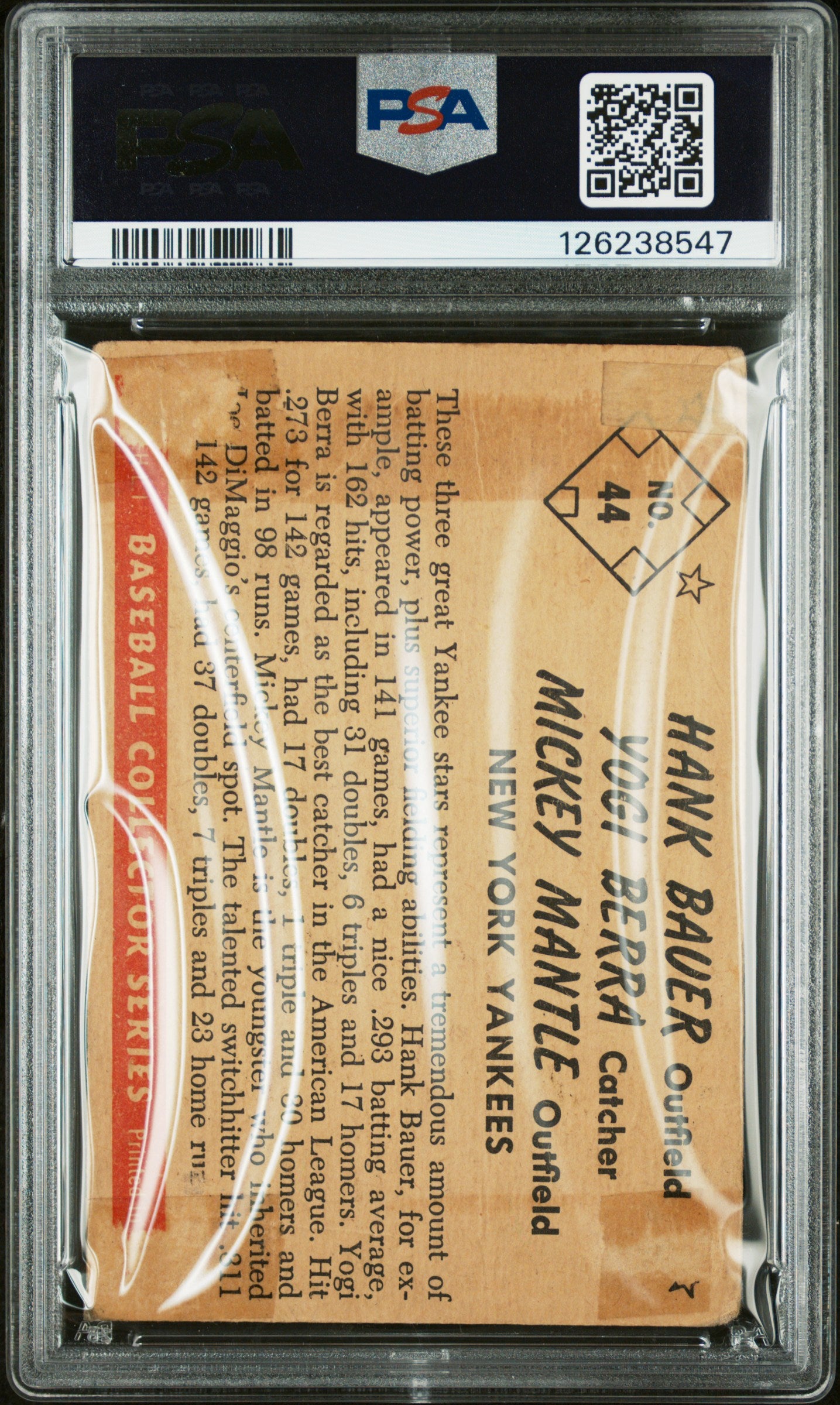1953 Bowman Color Mantle Bauer Berra #44 PSA A Auto 10