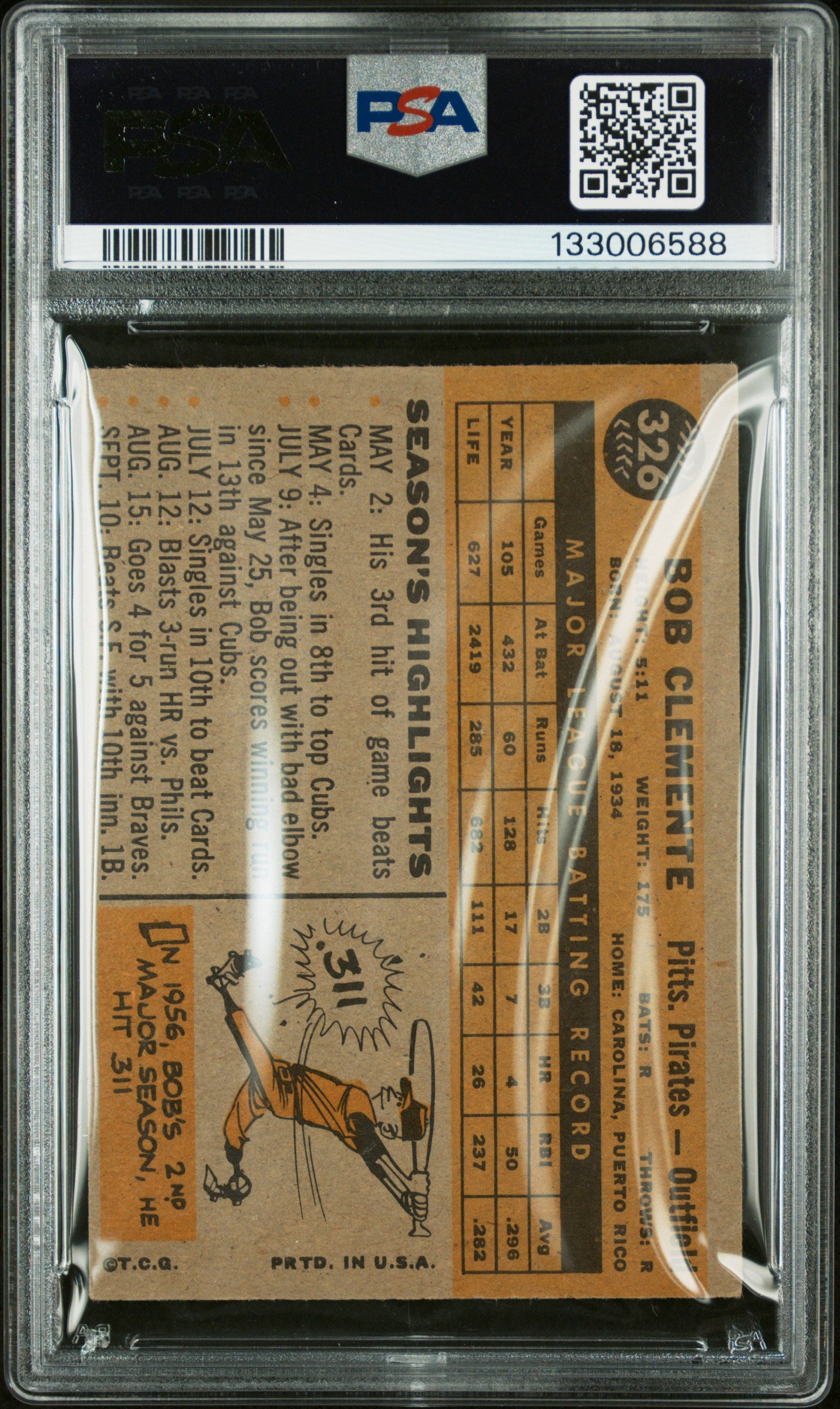 1960 Topps Bob Clemente #326 PSA 5