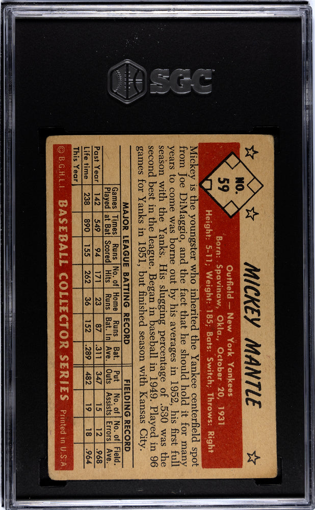 1953 Bowman Color Mickey Mantle #59 SGC A