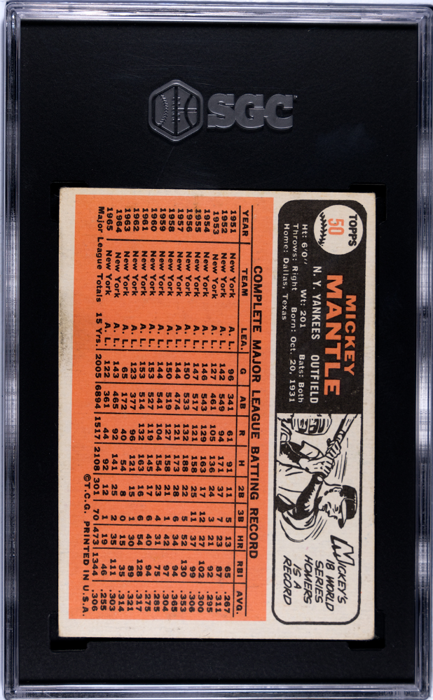 1966 Topps Mickey Mantle #50 SGC 3.5