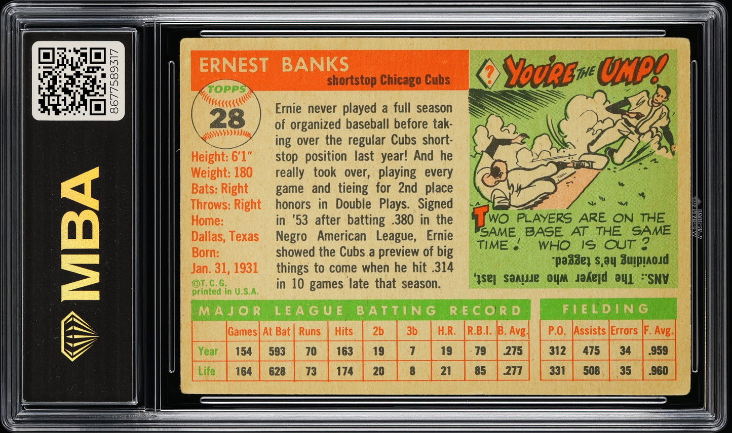 1955 Topps Ernie Banks #28 MBA 3.5