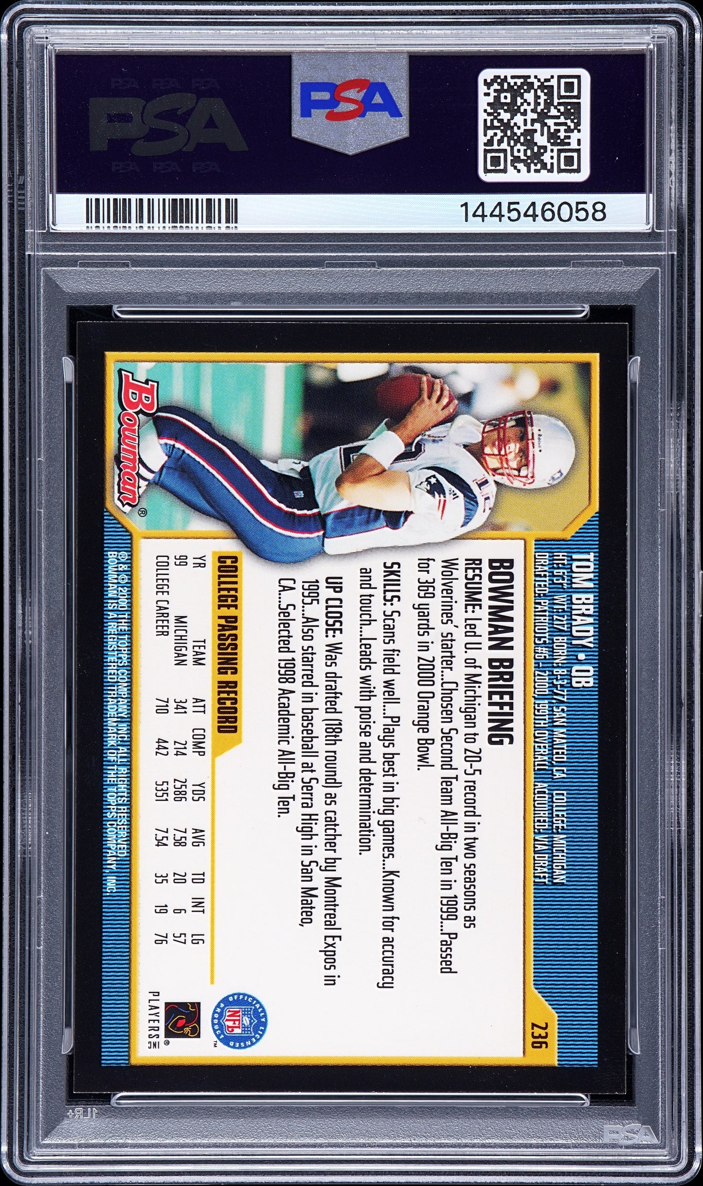 2000 Bowman Tom Brady #236 PSA 9