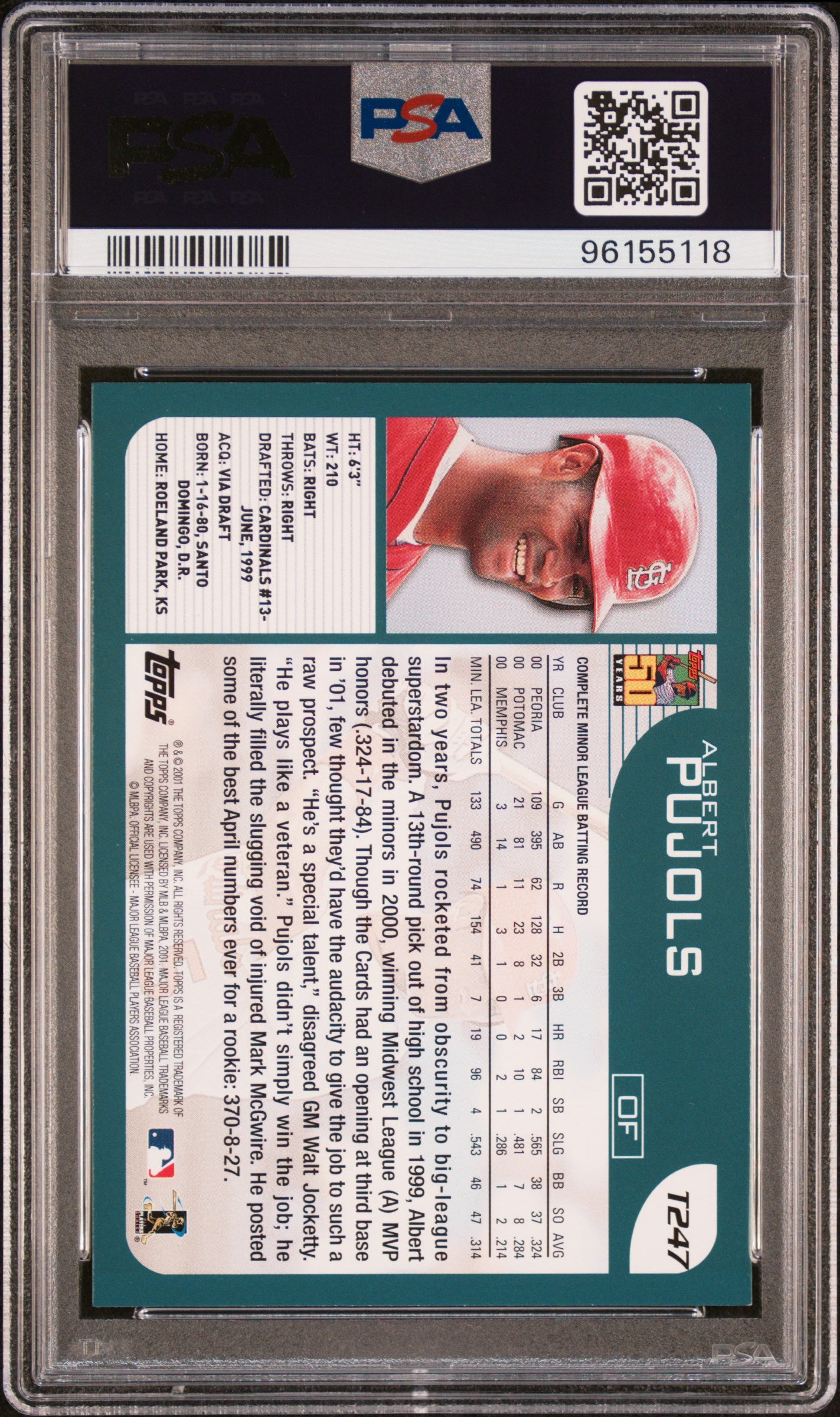 2001 Topps Traded Albert Pujols #T247 PSA 9