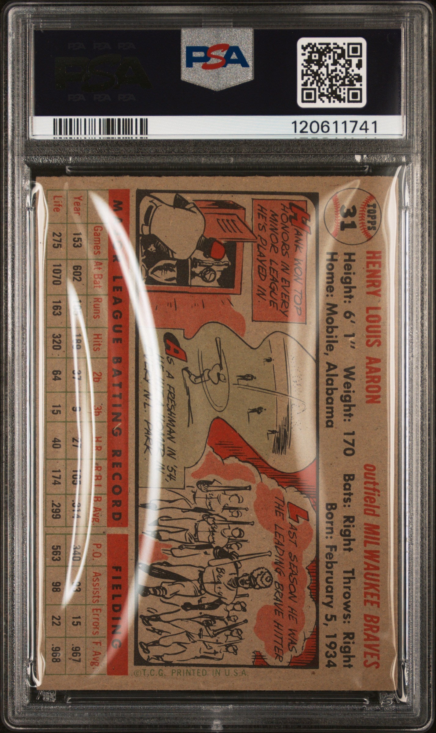 1956 Topps Hank Aaron #31 Gray Back PSA 5