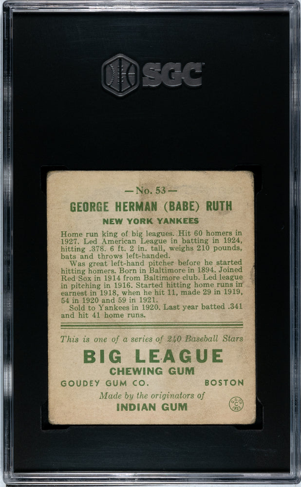 1933 Goudey Babe Ruth #53 SGC 3