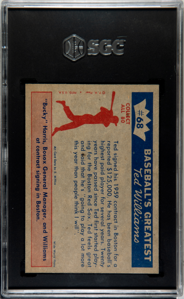 1959 Fleer Ted Williams Ted Williams #68 Jan. 23, Signs For SGC 9