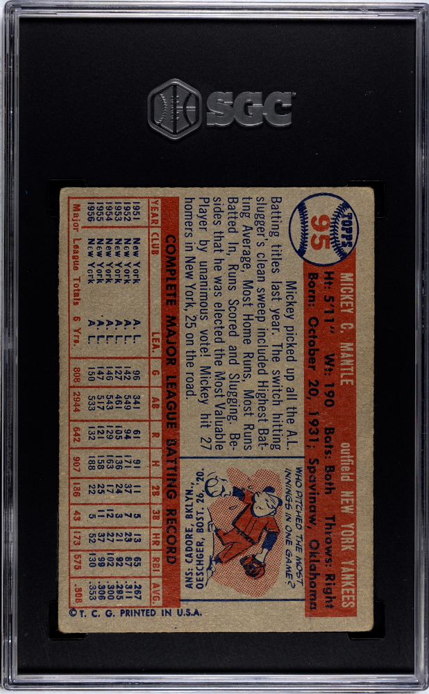 1957 Topps Mickey Mantle #95 SGC 3