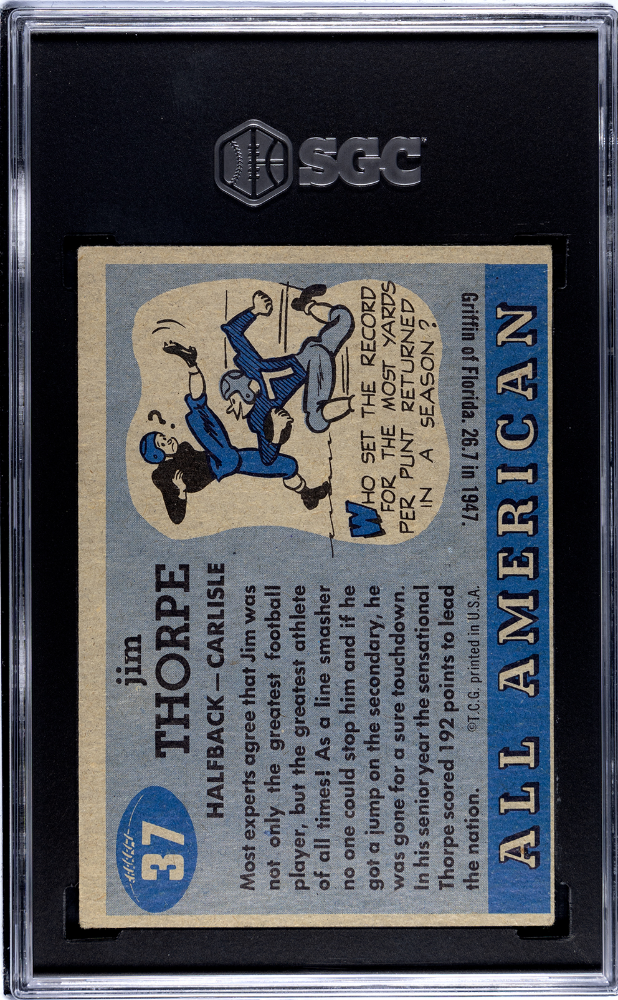 1955 Topps All American Jim Thorpe #37 SGC 1.5