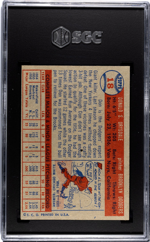1957 Topps Don Drysdale #18 SGC 6.5