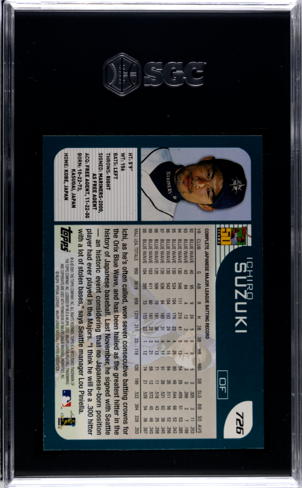 2001 Topps Ichiro Suzuki #726 SGC 9