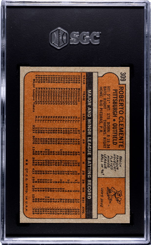 1972 Topps Roberto Clemente #309 SGC 6