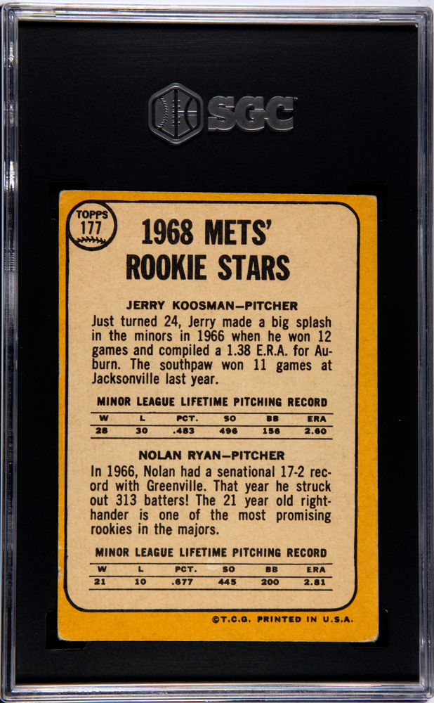 1968 Topps Nolan Ryan #177 SGC 2.5