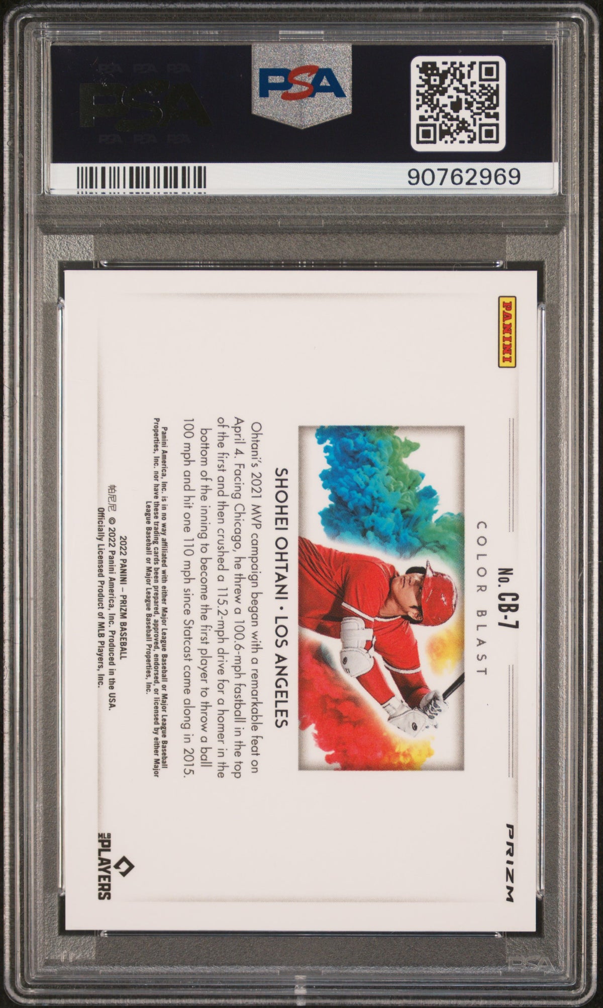 2022 Panini Prizm Color Blast Shohei Ohtani #CB7 PSA 10