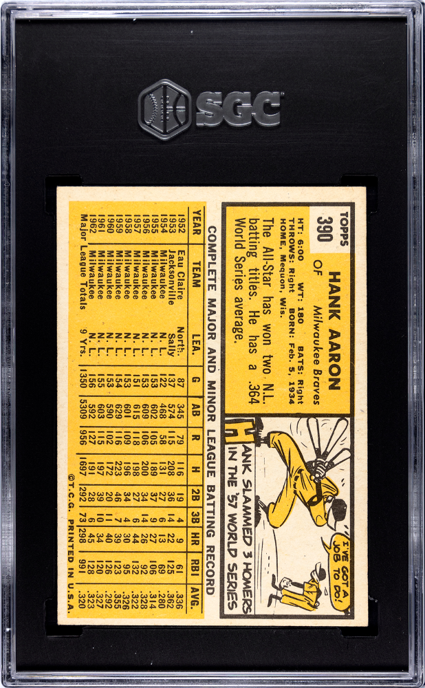 1963 Topps Hank Aaron #390 SGC 5